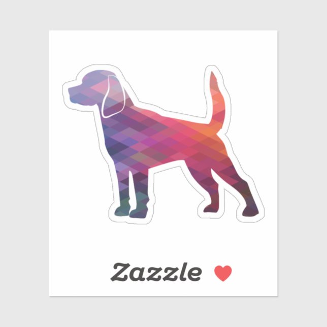 Sticker Beagle Dog Breed Geo Silhouette Purple (Feuille)