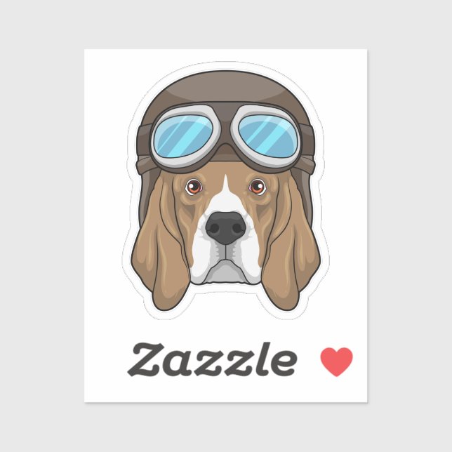 Sticker Beagle en tant que pilote avec casquette pilote (Feuille)