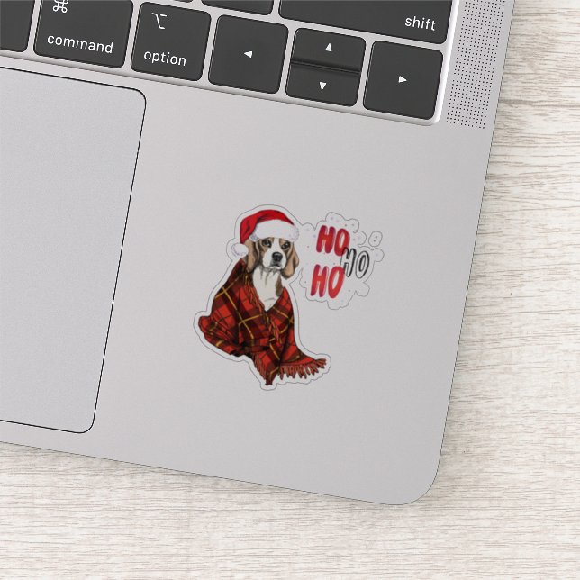 Sticker Beagle Ho Ho Ho Transparent (Détail)
