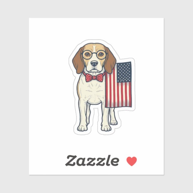 Sticker Beagle patriotique avec drapeau Art vectoriel vint (Feuille)
