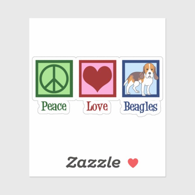 Sticker Beagles mignons de l'amour de la paix (Feuille)