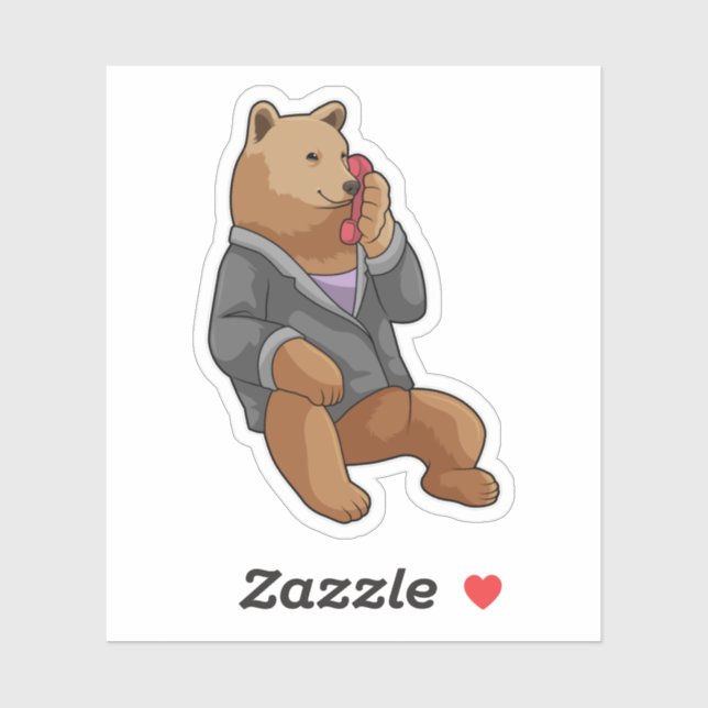 Sticker Bear as Secretary with Phone (Feuille)