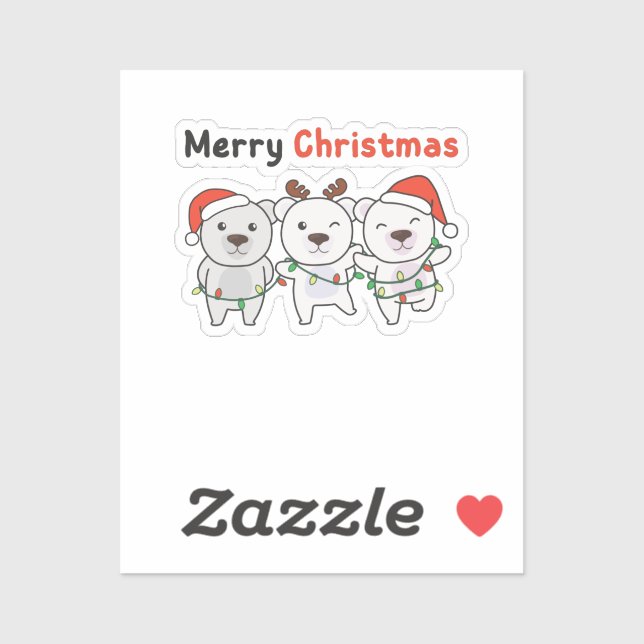Sticker Bear Christmas Animals (Feuille)