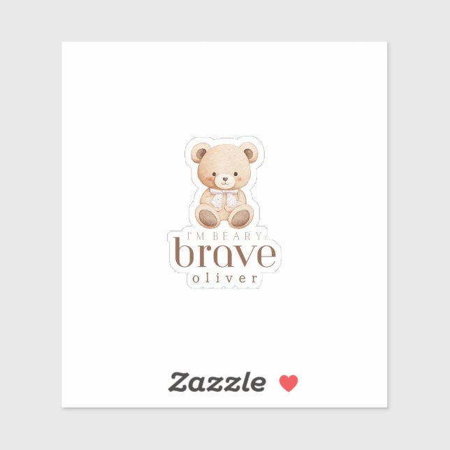 Sticker beary brave childhood cancer sick kids custom name (Feuille)