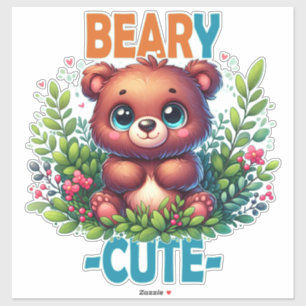 Sticker Béary Mignonne. Caricature de Teddy Bear souriante