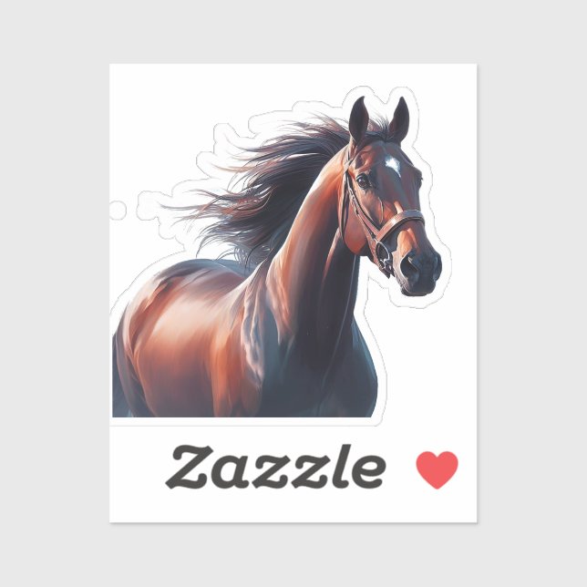 Sticker Beau Cheval Brown Nom personnalisé (Feuille)