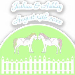 Sticker Beau Cheval Mariage Blanc Personnalisé