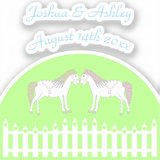 Sticker Beau Cheval Mariage Blanc Personnalisé (Recto)