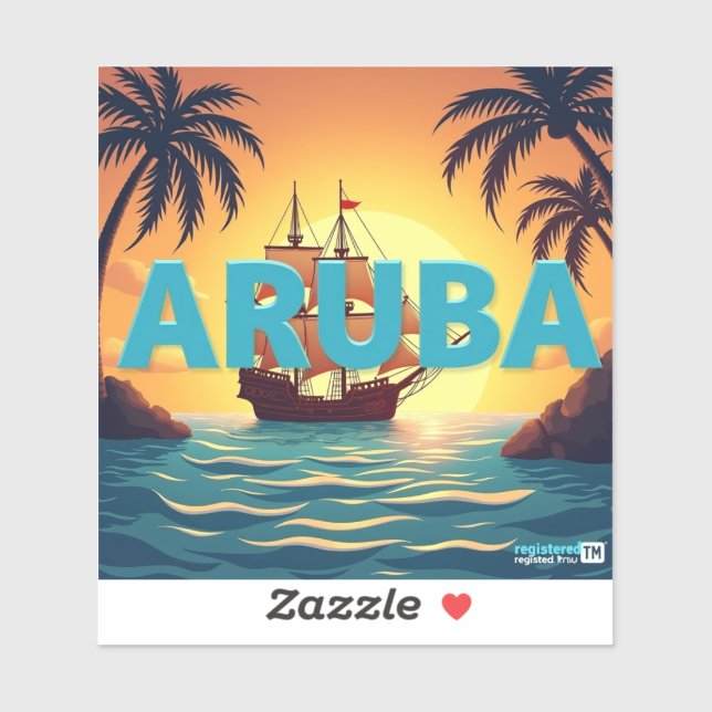 Sticker Beau coucher de soleil d'aruba (Feuille)