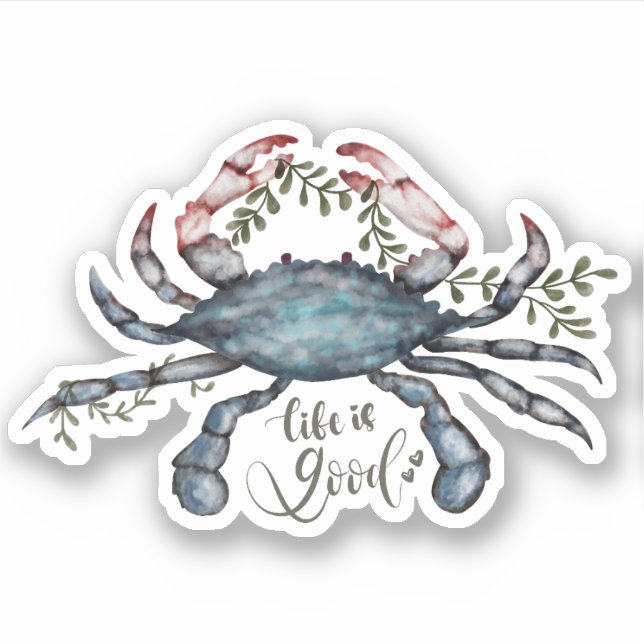 Sticker Beau Crabe Bleu Art Design (Devant)