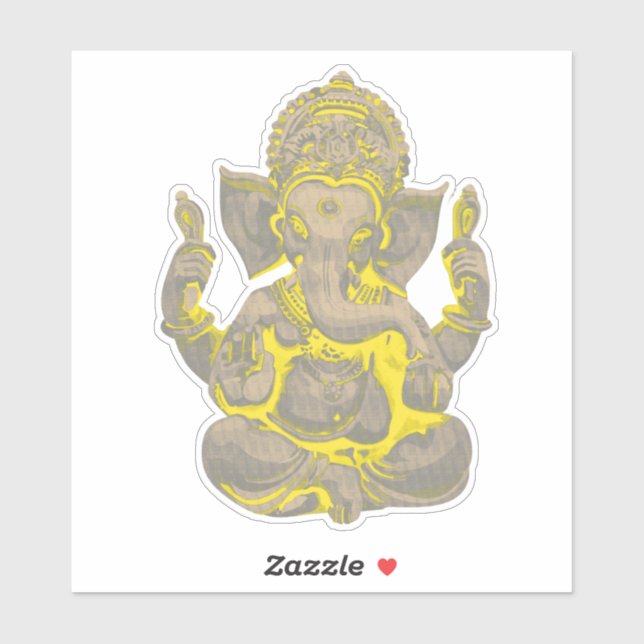Sticker Beau éléphant assis Dieu Ganesha (Feuille)