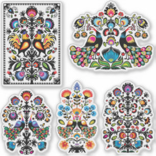 Sticker Beau folklore polonais Wycinanki ensemble de 5