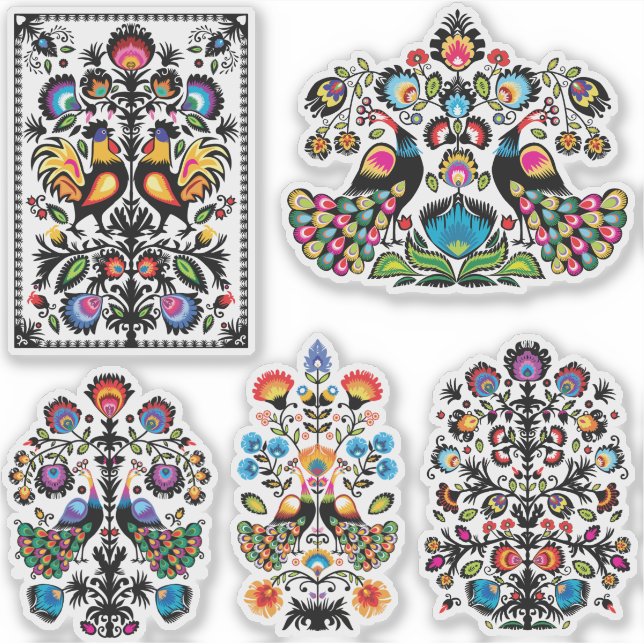 Sticker Beau folklore polonais Wycinanki ensemble de 5 (Devant)