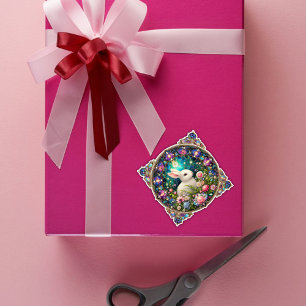 Sticker Beau Jardin de lapin de Pâques Vitrail