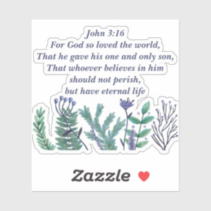 Sticker Beau Jean 3:16 Bible Verse Christian Floral