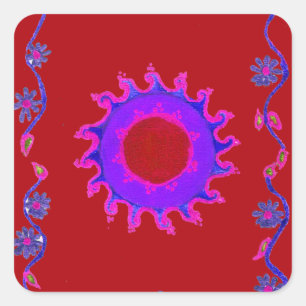 Sticker Beau Motif Indien Extraordinaire Mehndi Maroon Art