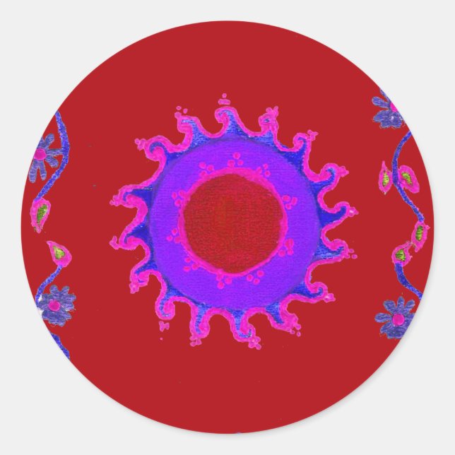 Sticker Beau Motif Indien Extraordinaire Mehndi Maroon Art (Devant)