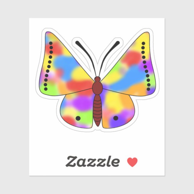 Sticker Beau papillon avec ailes arc-en-ciel (Feuille)