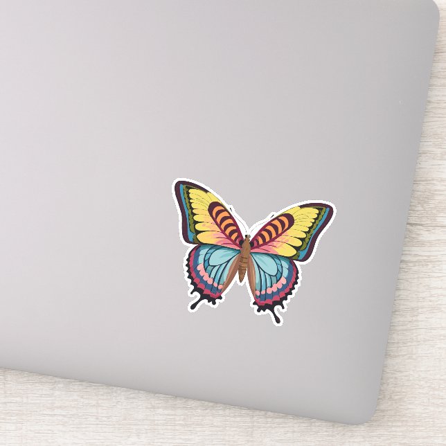 Sticker Beau papillon multicolore (Détail)