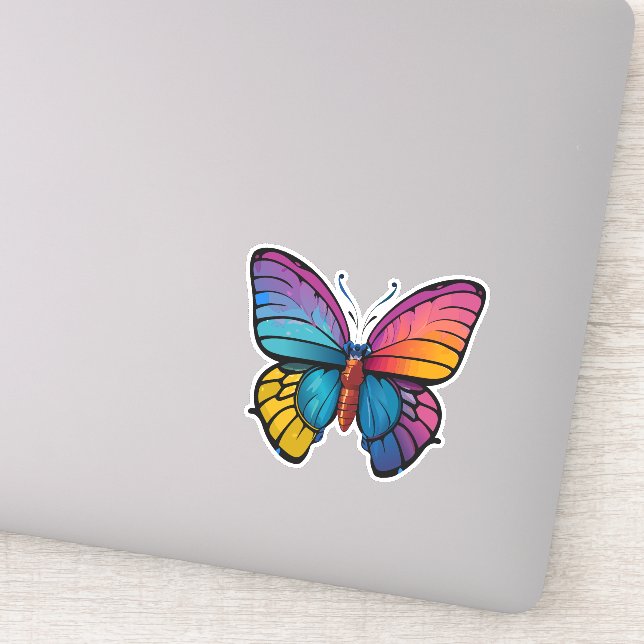 Sticker Beau papillon multicolore (Détail)