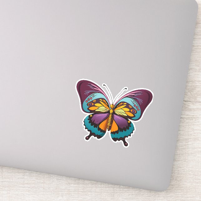 Sticker Beau papillon multicolore (Détail)
