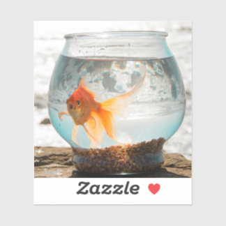 Sticker Beau poisson rouge fantastique dans le bol par Oce