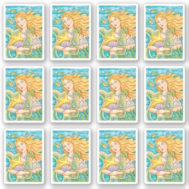 STICKER BEAU TRÉSORS MERMAID, STARFISH & SEAHORSE (Devant)