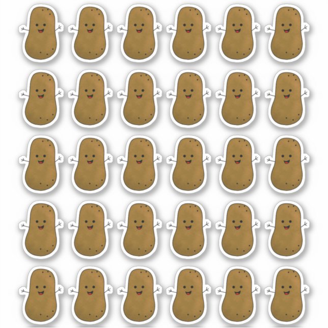 Sticker Beaucoup D'Autocollants De Pommes De Terre Heureux (Devant)