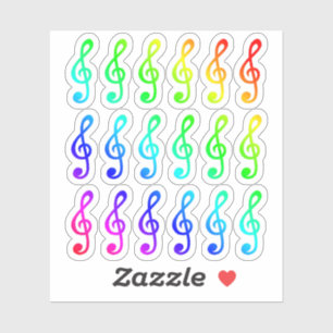 Sticker Beaucoup De Petits Clefs Musicaux En Arc-En-Ciel C