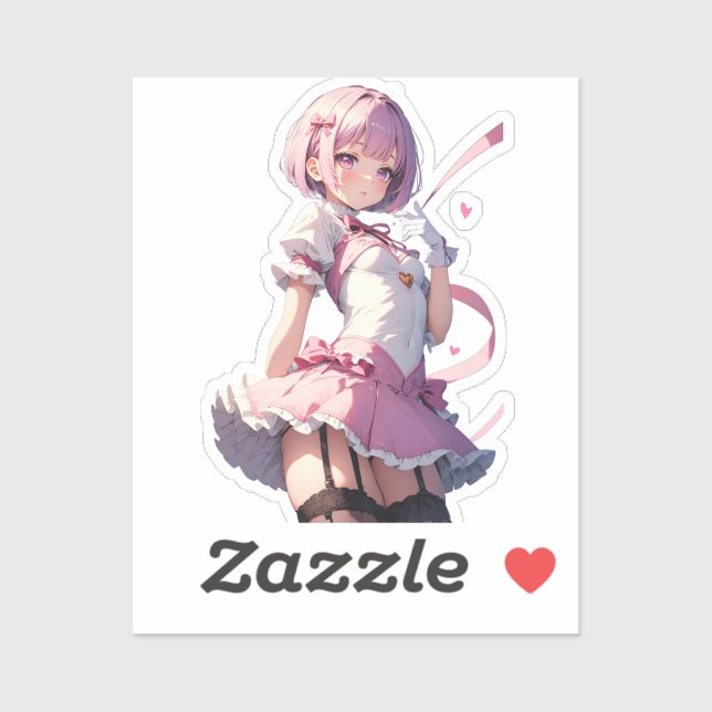 Sticker Beauté de l'Anime à ailes roses (Feuille)