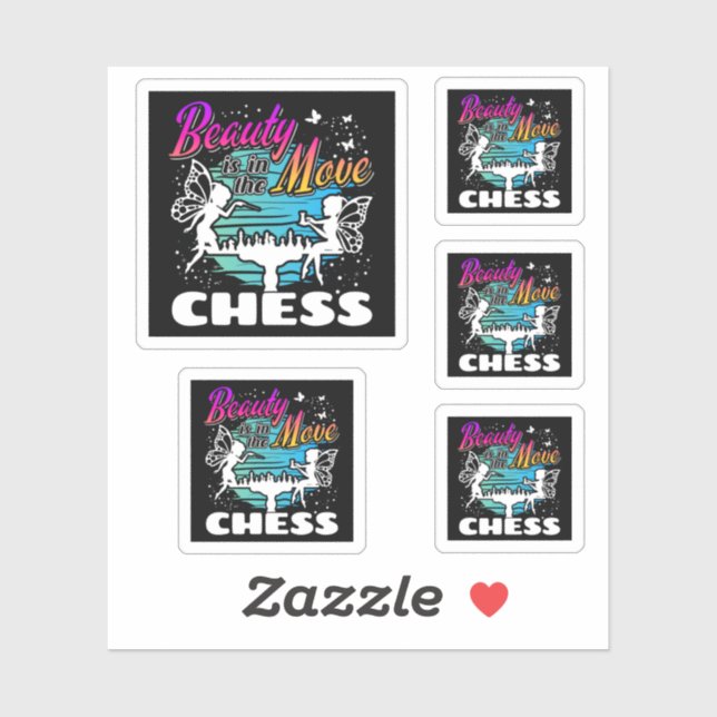 Sticker Beauté en mouvement - Filles Joueuse d'échecs (Feuille)
