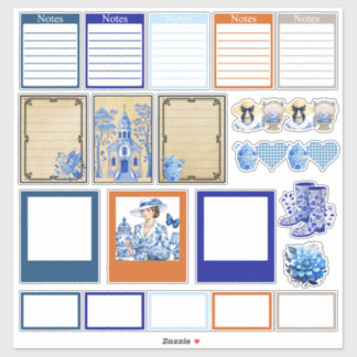 Sticker Beauté florale bleue et blanche