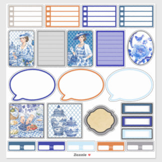 Sticker Beauté florale bleue et blanche