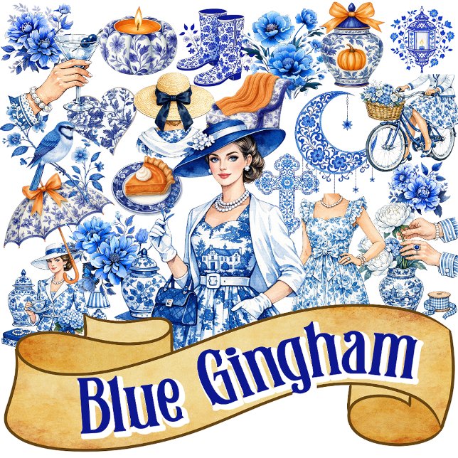 Sticker Beauté florale bleue et blanche (Créateur téléchargé)