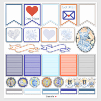 Sticker Beauté florale bleue et blanche 05
