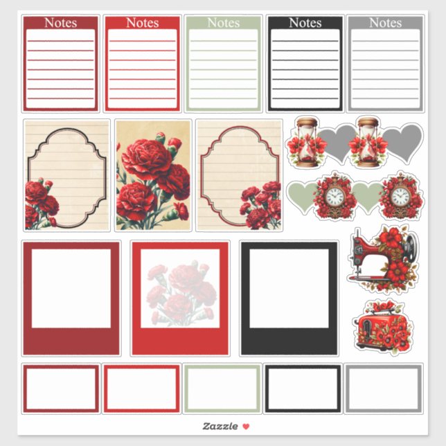 Sticker Beauté florale noir et blanc (Feuille)