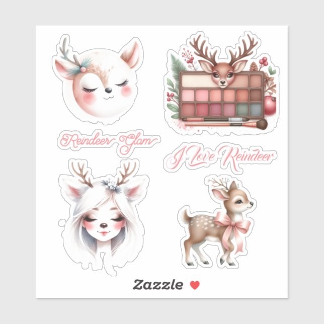Sticker Beauté glamour de renne Noël  (Feuille)