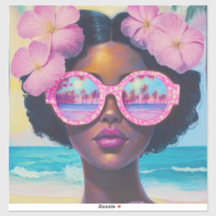 Sticker Beauté tropicale dans les tons roses