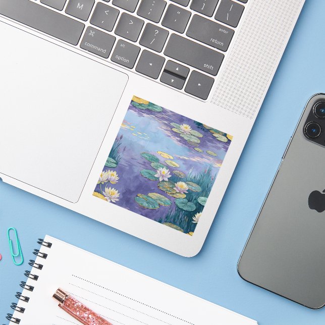 Sticker Beautiful Water Lilies Monet Art (Ordinateur portable avec iPhone)