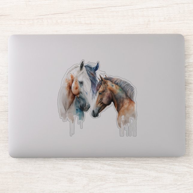 Sticker Beaux Chevaux Style Boho Occidental (Ordinateur)
