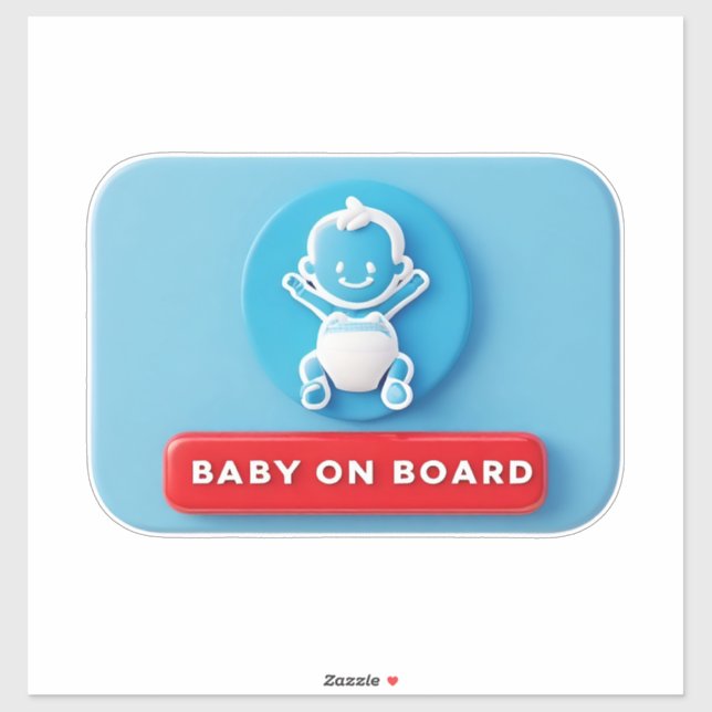 Sticker Bébé avec un panneau de voiture 'Bébé à bord' (Feuille)