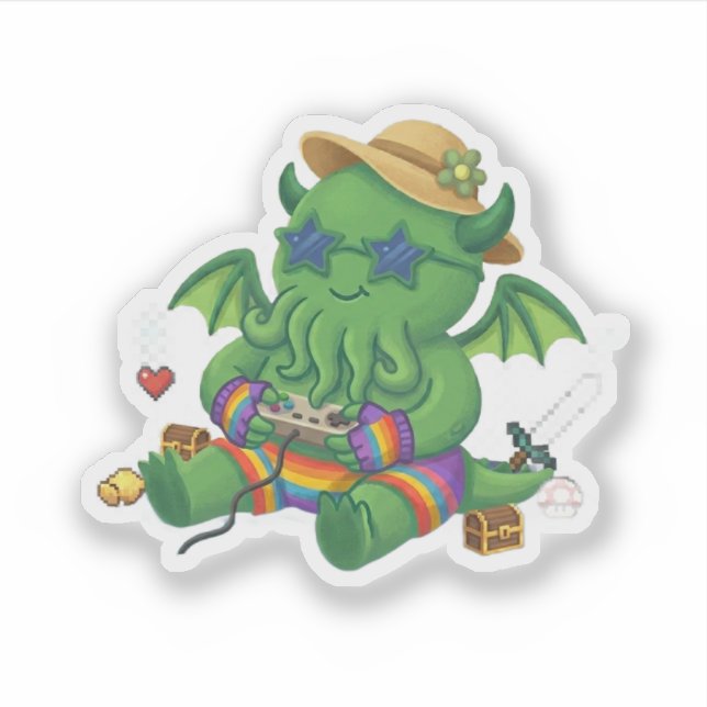 Sticker Bébé Cthulhu Joueur (Devant)
