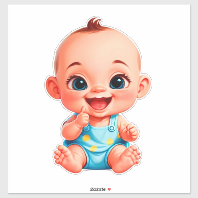 Sticker Bébé Dessin Animé Heureux (Feuille)