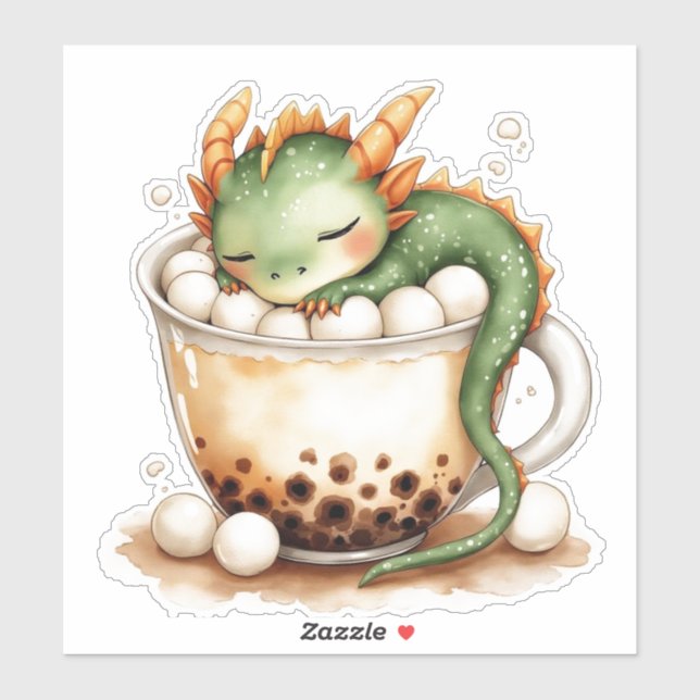 Sticker Bébé Dragon Mignon Sur Des Œufs (Feuille)