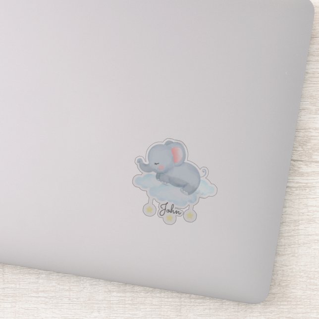 Sticker Bébé éléphant mignon sur un nuage (Détail)