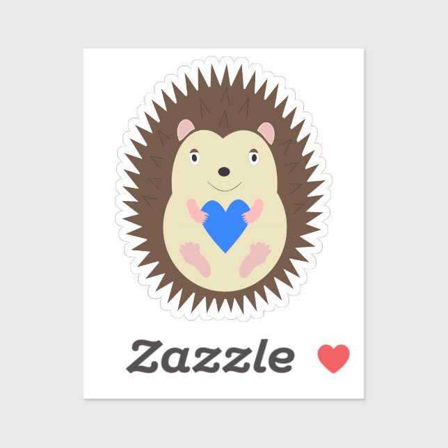 Sticker Bébé Garçon Hérisson Cœur Bleu (Feuille)