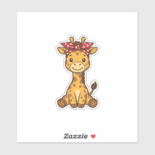 Sticker Bébé girafe mignon avec noeud papillon design vect