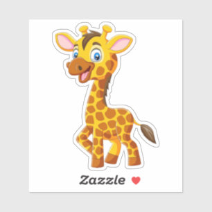 Sticker Bébé girafe mignon souriant dessin animé-35280