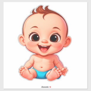 Sticker Bébé Heureux Dessin Animé