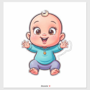 Sticker Bébé Heureux Dessin Animé